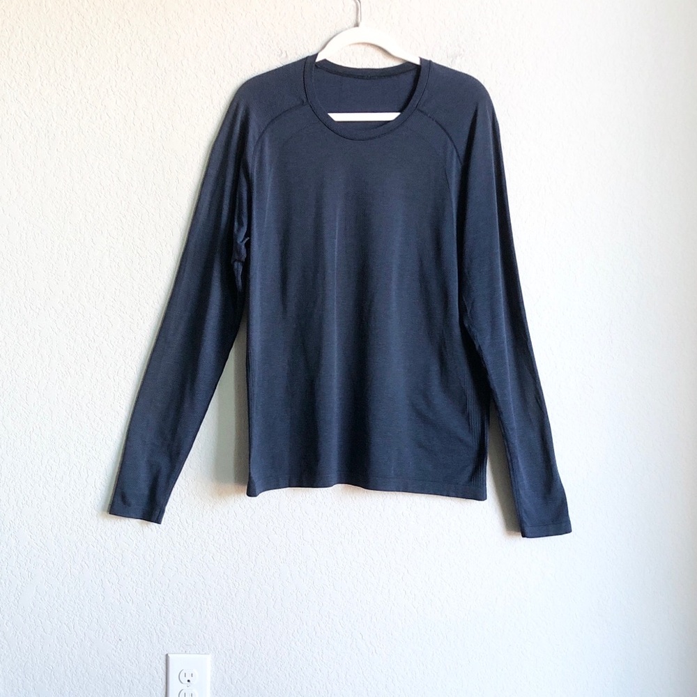 Lululemon Mens Metal Vent Tech Long Sleeve Shirt Heathered Blue Large